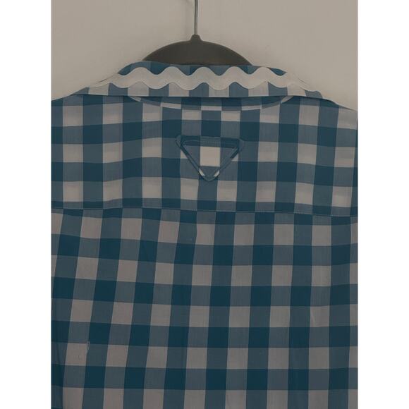 Prada Gingham Plaid Print Lapel Short-Sleeve Shirt - Picture 6 of 7